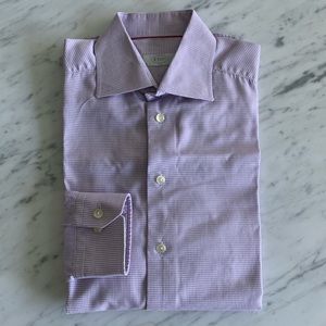 Eton Purple Fine Checked Cotton Slim Shirt